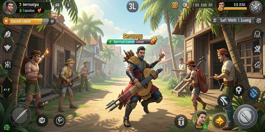 Screenshot gameplay 33L yang menampilkan suasana bermain yang ceria.