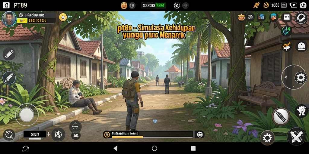 Tampilan screenshot PT89 menampilkan karakter dalam lingkungan simulasi yang interaktif.
